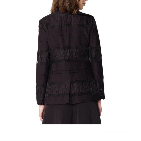 Armani Exchange Textured Stripe Blazer Black Size 2 - Picture 2 of 14